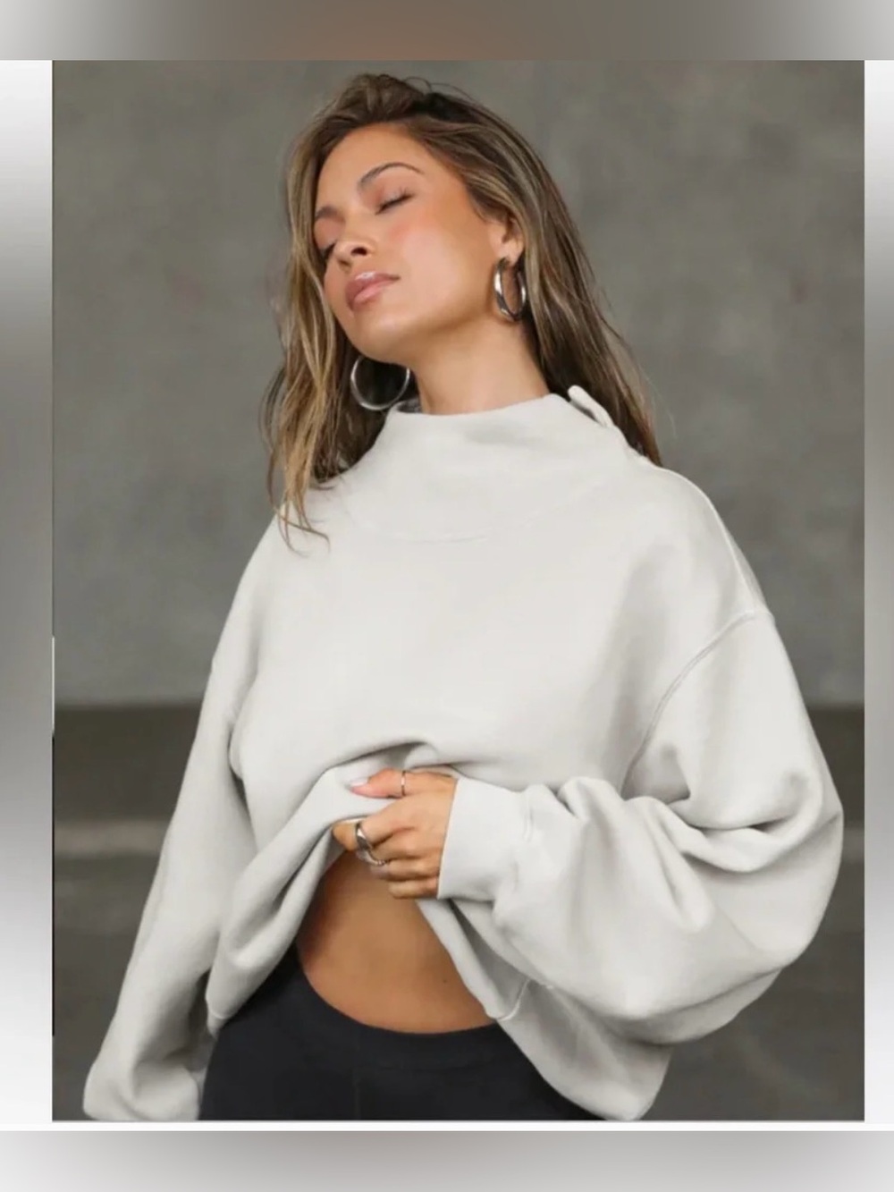 Joah Brown Oversized Mockneck Sweatshirt in Sahara French Terry Cotton , S/M